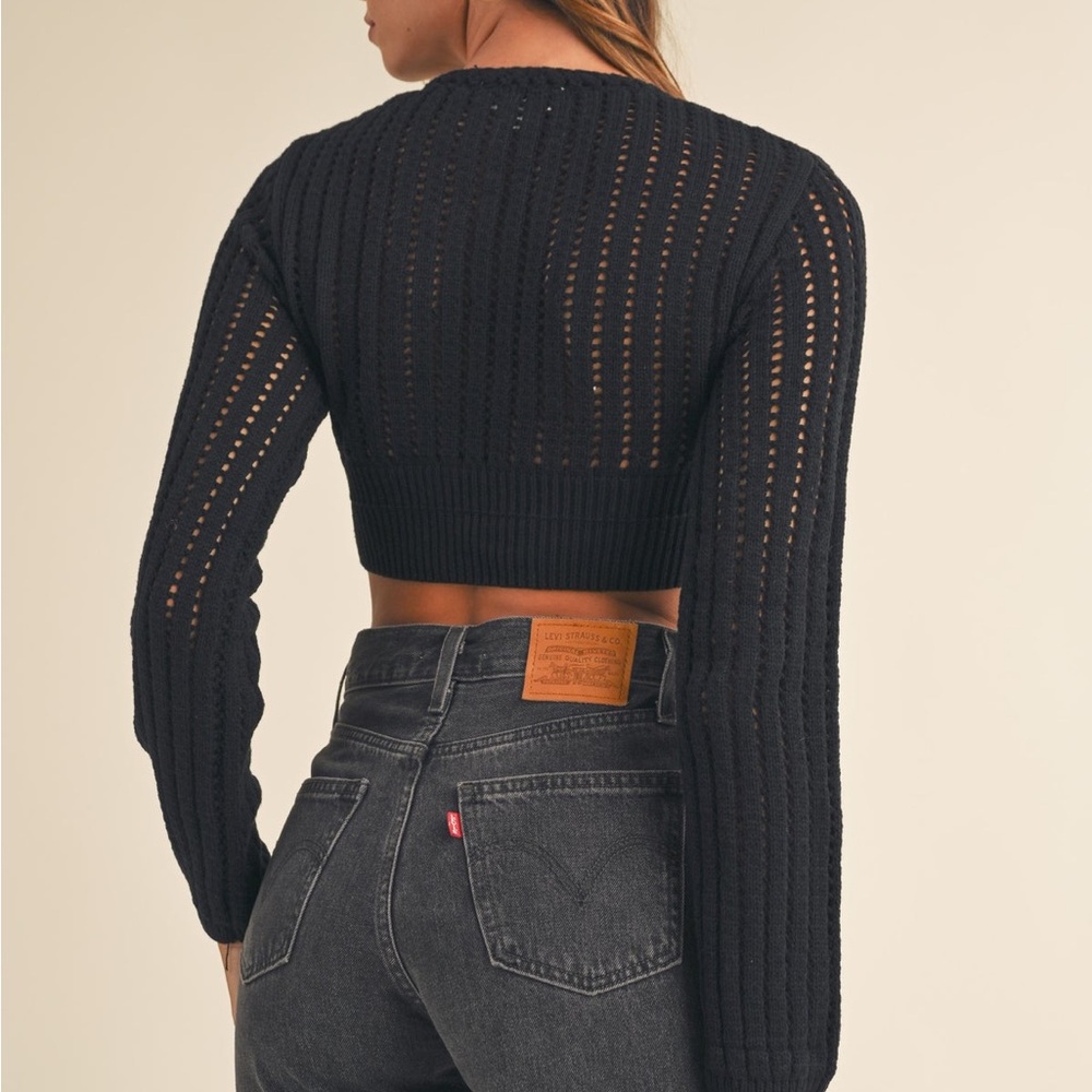 Mable Sidonie Knit Crop Top Black Boutique Anthropologie Small - Picture 3 of 6
